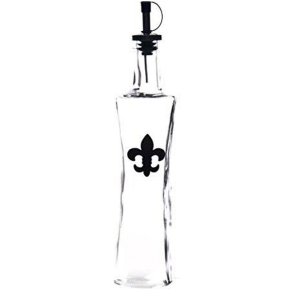 2 glass decanters.   VIVA Wine.  PALAIS Oil & Vivitar.  fleur de lis. - Picture 2 of 6